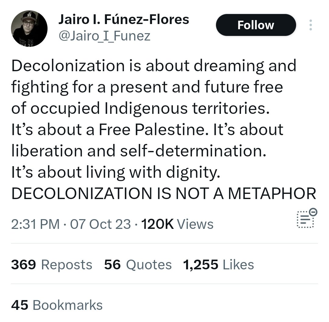 ConceptualJames's tweet photo. Yet another professor indicating that the brutality in Israel is a necessary good of the Woke Communist project of "decolonization." https://t.co/9QKlKcAPes