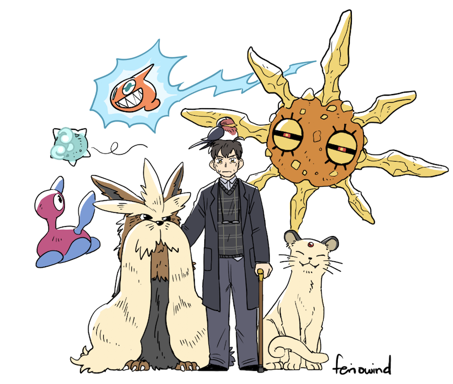 feriowind's tweet photo. poke au with pokemon professor Newt and PC admin? inventor? Hermann https://t.co/FBCHUc06m7