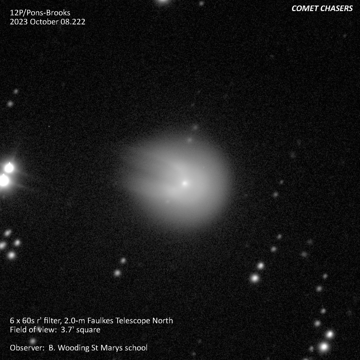 More great observations of Comet 12P by our worldwide @comet_chasers @mar_ele (Greece) @stmarysbridgend (Wales) this morning.  Here's an example of what we're seeing #MilleniumFalcon @faulkestel @LCO_Global @OU_SPS @OUCymru @senoj_draddots @SpaceAmbassador