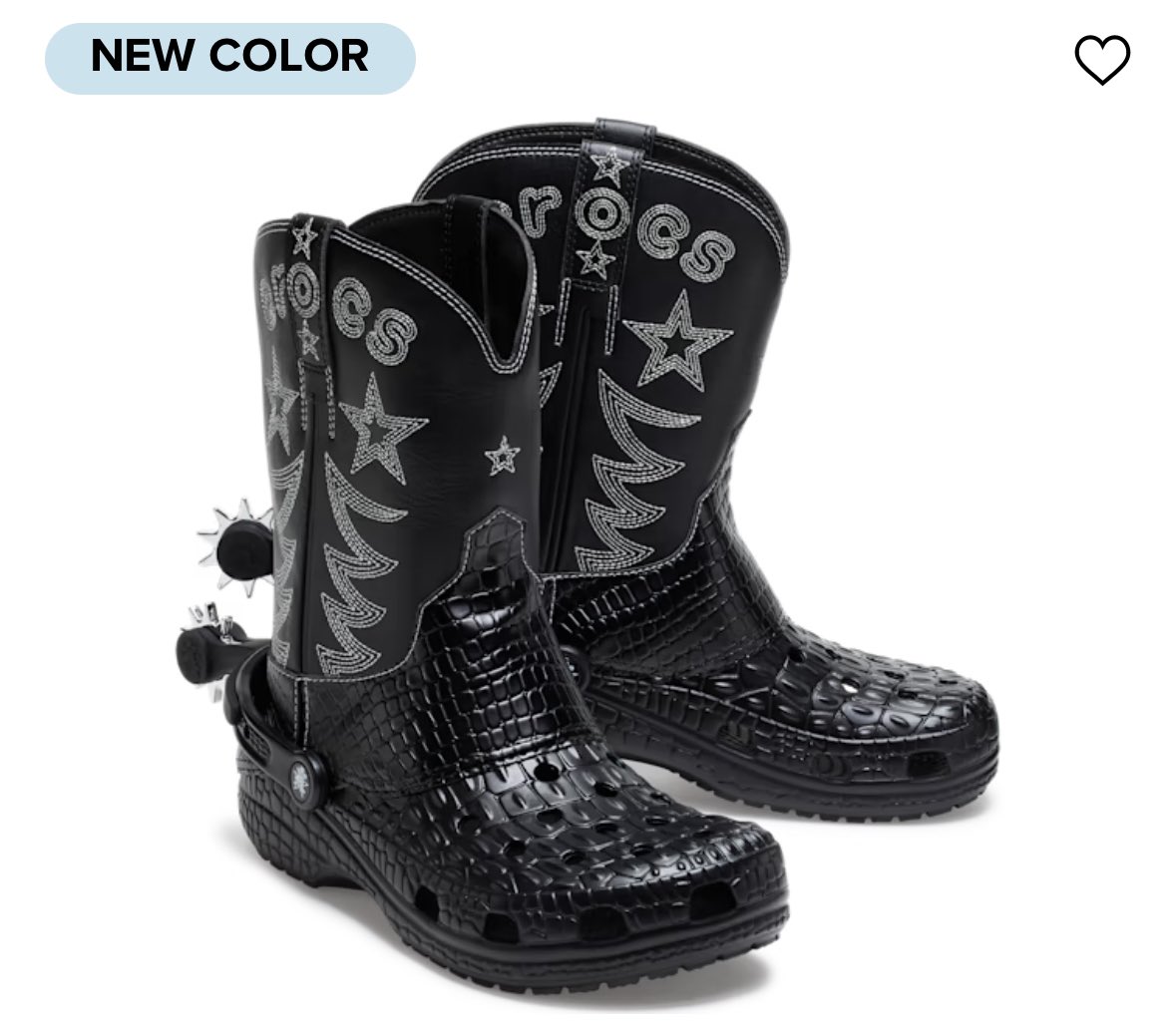 Dexerto's tweet photo. Crocs released a cowboy boot for $120 https://t.co/YqKF1ru753