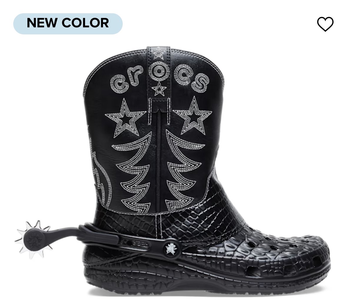 Dexerto's tweet photo. Crocs released a cowboy boot for $120 https://t.co/YqKF1ru753