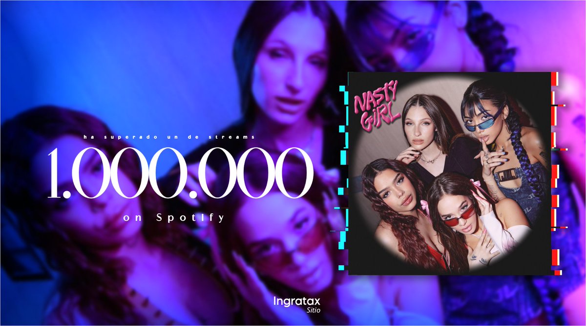 “NA$TY GIRL ” ft. <a href="/4ingratax/">e</a> ,<a href="/angelatorres/">Angela Torres</a> , @Yamisafdie &amp; <a href="/LuanaFigueredoo/">LUANA ★</a> ha superado 1 MILLION de STREAMS en SPOTIFY.

#Spotify #streams #ingratax