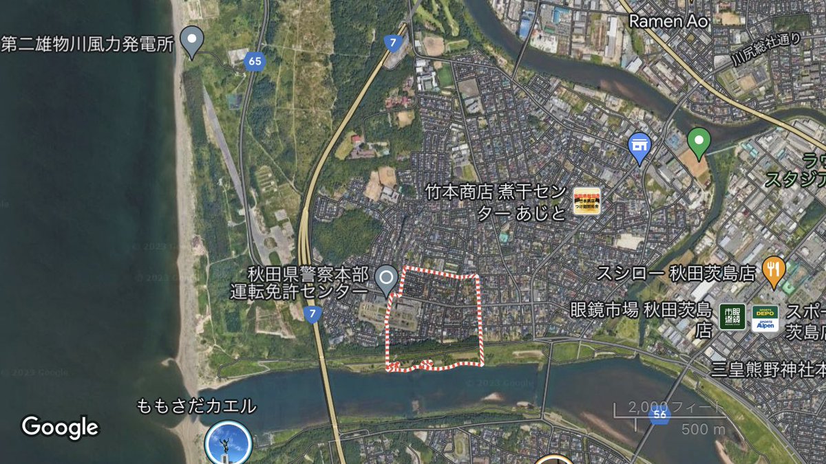 neiger_akita's tweet photo. こんな所にまで出るのか！？

雄物川と秋田運河と日本海に囲まれた
山なんか無え場所だぞ

なんとせばいいのや…
まずはみんな不用意に出歩かねえでけろ https://t.co/F3p7ZDT1iw