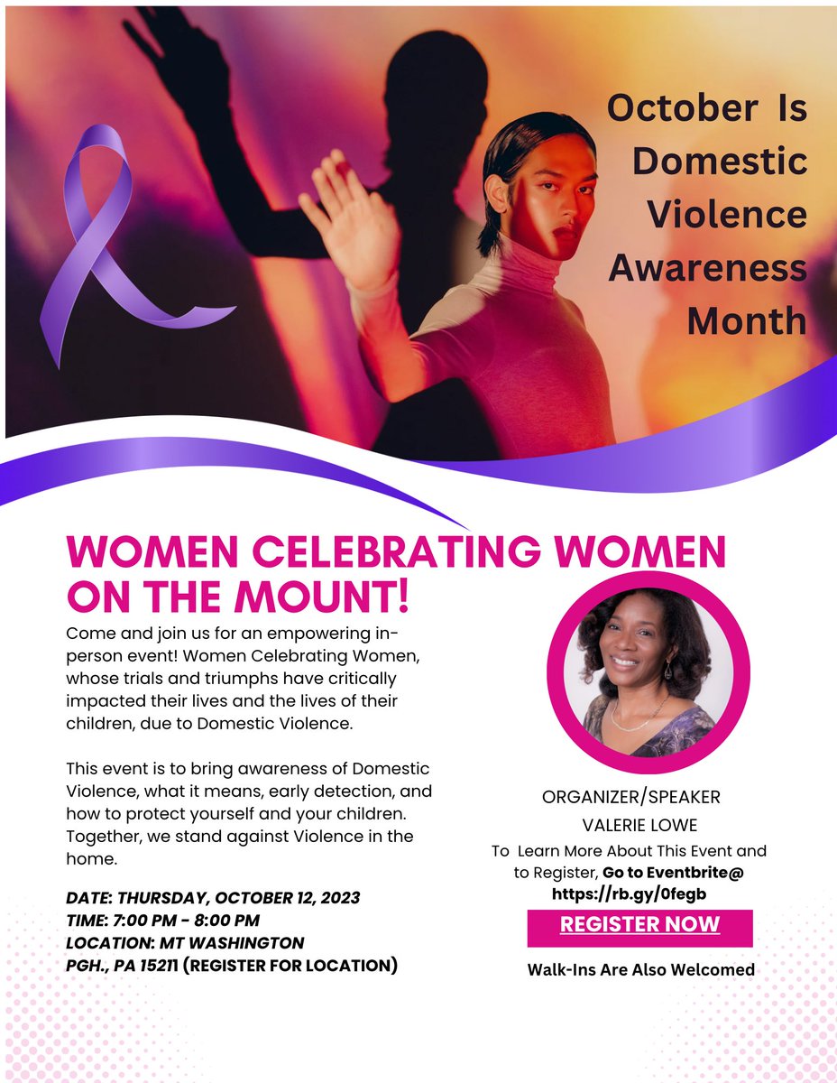 rachelz77's tweet photo. #DomesticViolenceAwarenessMonth Join us for the Women Celebrating Women Event, in person #Pittsburgh  An opportunity to connect, raise awareness, celebrate Survivors and learn prevention for our daughters and sons.https://t.co/v92EDp0tYs    #DVAM #SupportSurvivors #InspireChange https://t.co/eFiwXDKFdM