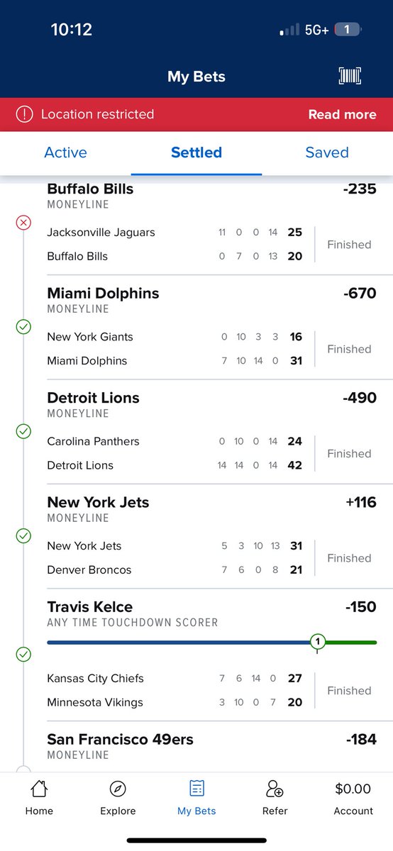 B_Collins77's tweet photo. Decided to try sports betting. Cooked up myself a nice little 6 leg parlay and hit everything except for the one thing I was most confident in. Must be a sign for me to never do it again 😂 https://t.co/EVz8SQGcs2