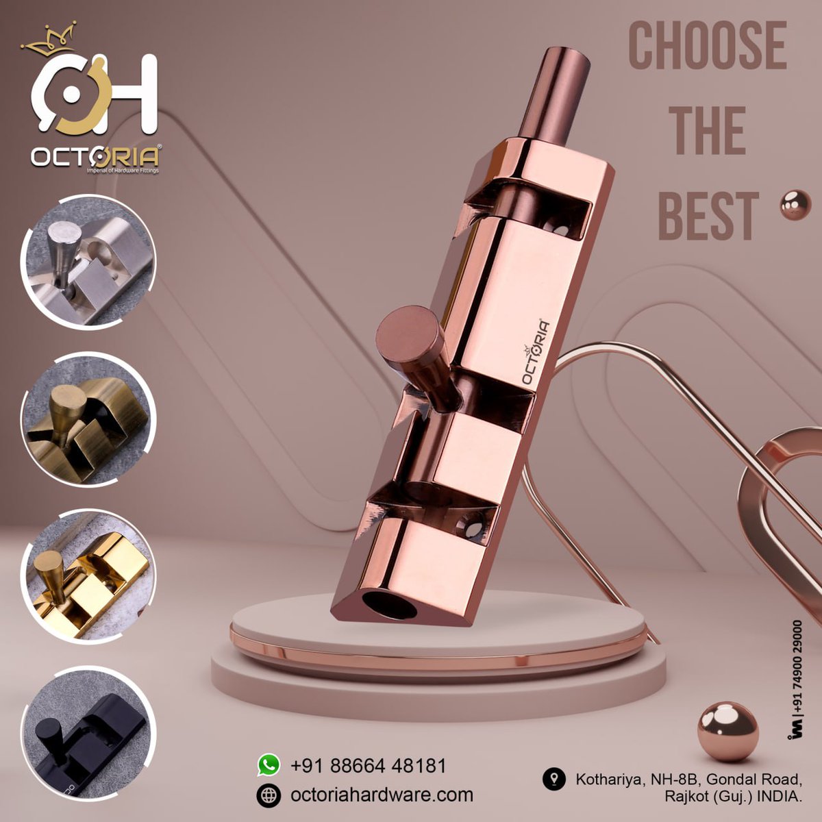 ibais_hardware's tweet photo. OCTORIA SALES CORPORATION (RAJKOT)
For enquiry via WhatsApp click:
https://t.co/Bbt67qnvXP
Mr. Ajay Patel - 88 66 44 81 81
#hookhardware #premiumhook #towerbolt #hardwaremanufacturer #doorfittings #concealhandle #doorhandle
.
@IBAISMEDIA https://t.co/F8PdPrKWzA