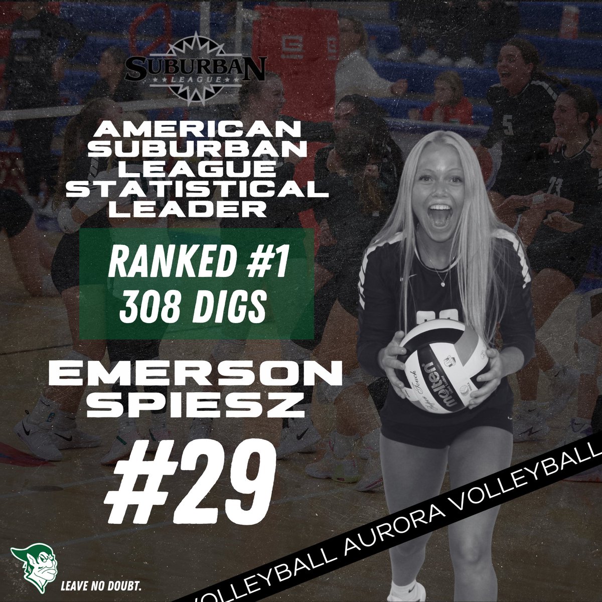 SUBURBAN LEAGUE- AMERICAN STATISTICAL LEADER‼️ 

Brooke Gecina is 1st in kills! 

McKennah Metzger is 3rd in Hitting Percentage! 

Ollie Salgado is 1st in Assists! 

Emerson Spiesz is 1st in Digs! 

#CompetitiveGreatness #CultureFirst