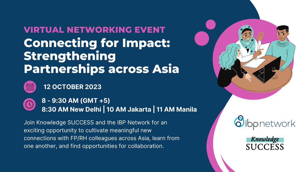 Mark your calendars for October 12th 🗓️ Take time out of your busy morning to make meaningful connections with #FamilyPlanning colleagues across Asia in a virtual networking event hosted by @fprhknowledge and @ibp_network! Register now at: hubs.ly/Q0240q9k0