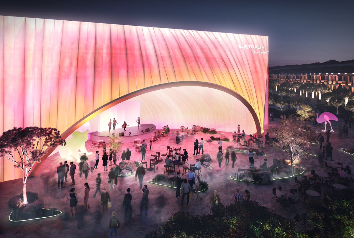 Australia’s #Expo2025 pavilion concept design is inspired by the hues of 🇦🇺’s eucalypts and symbolises 🇦🇺’s vibrancy and diversity. The structure will re-purpose ♻️ building materials from Tokyo 2020 Olympics #Australianpavilion @dfat @expo2025japan @Global_Vic