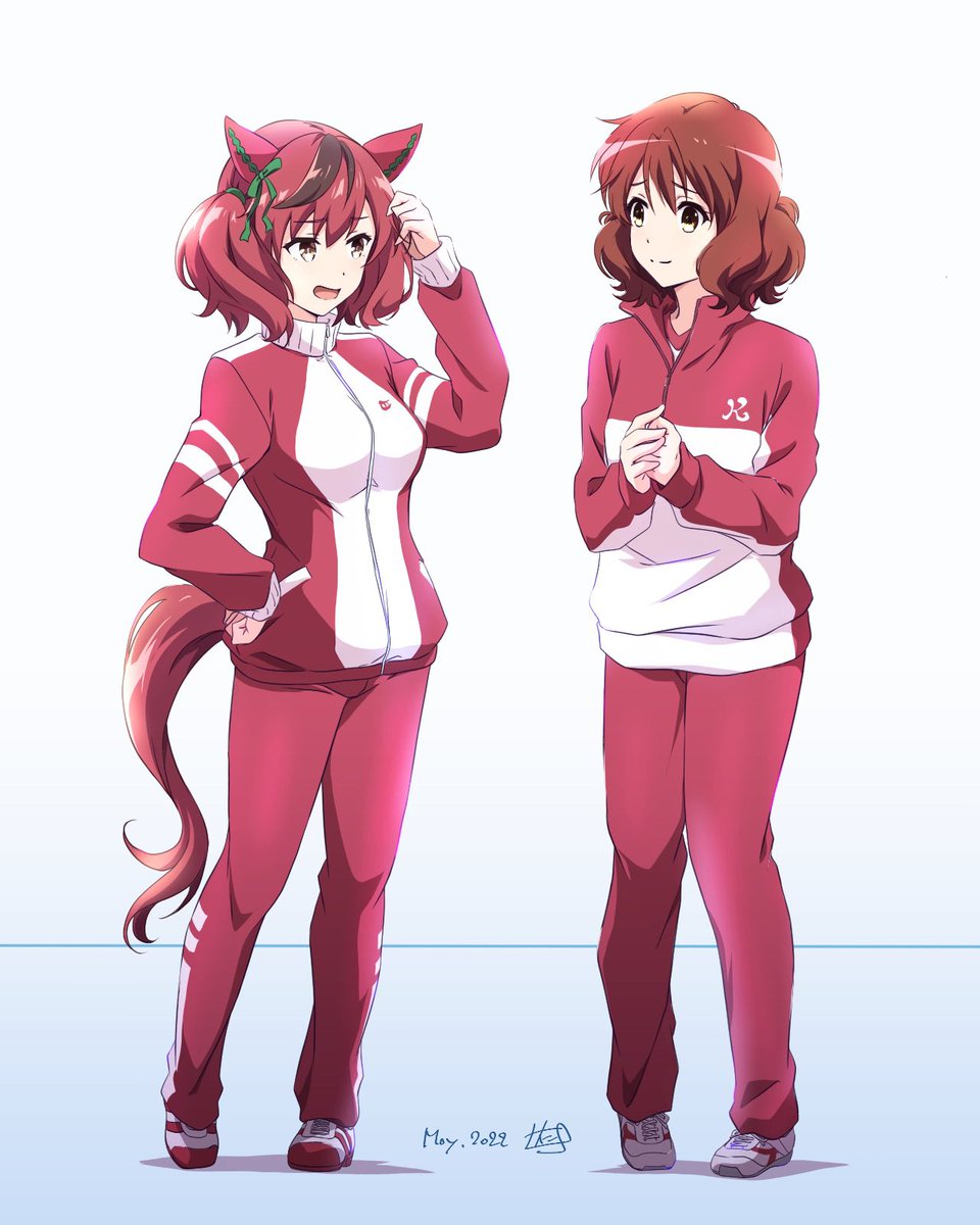 ナイスネイチャ(ウマ娘) ,黄前久美子 「#スポーツの日  「雨だねぇ…」「雨ですね…」」|仁井学 NII Manabuのイラスト