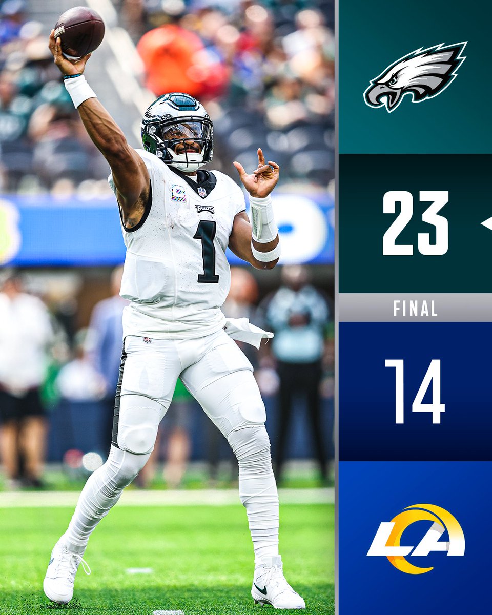 NFL's tweet photo. FINAL: The @Eagles stay undefeated. #PHIvsLAR https://t.co/LiGwqpVJYG