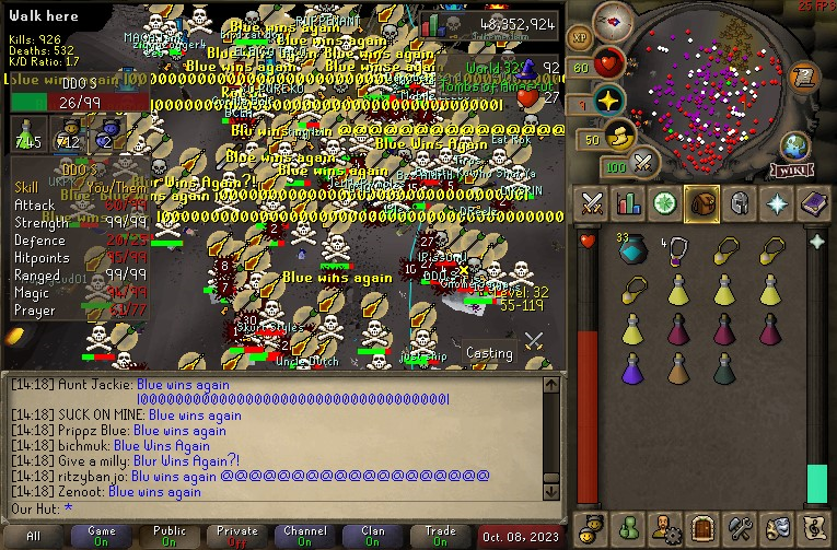 rs_zenith's tweet photo. THERE WAS NEVER ANY DOUBT... 

TODAY THE PURE COMMUNITY HAD A MASSIVE 230 (5 CLANS) VS 280 (8 CLANS) BATTLE IN THE WILDERNESS...

ONCE AGAIN WITH ZENITH STANDING TALL ABOVE ALL ELSE AND COMING OUT THE WIN! 

THANKS TO @OsRSPN FOR HOSTING THE EVENT AND @rsrotnet1 FOR AC! #TEAMBLUE https://t.co/gvusC51lFZ