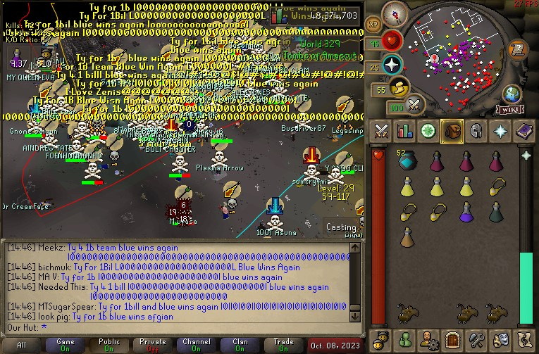 rs_zenith's tweet photo. THERE WAS NEVER ANY DOUBT... 

TODAY THE PURE COMMUNITY HAD A MASSIVE 230 (5 CLANS) VS 280 (8 CLANS) BATTLE IN THE WILDERNESS...

ONCE AGAIN WITH ZENITH STANDING TALL ABOVE ALL ELSE AND COMING OUT THE WIN! 

THANKS TO @OsRSPN FOR HOSTING THE EVENT AND @rsrotnet1 FOR AC! #TEAMBLUE https://t.co/gvusC51lFZ