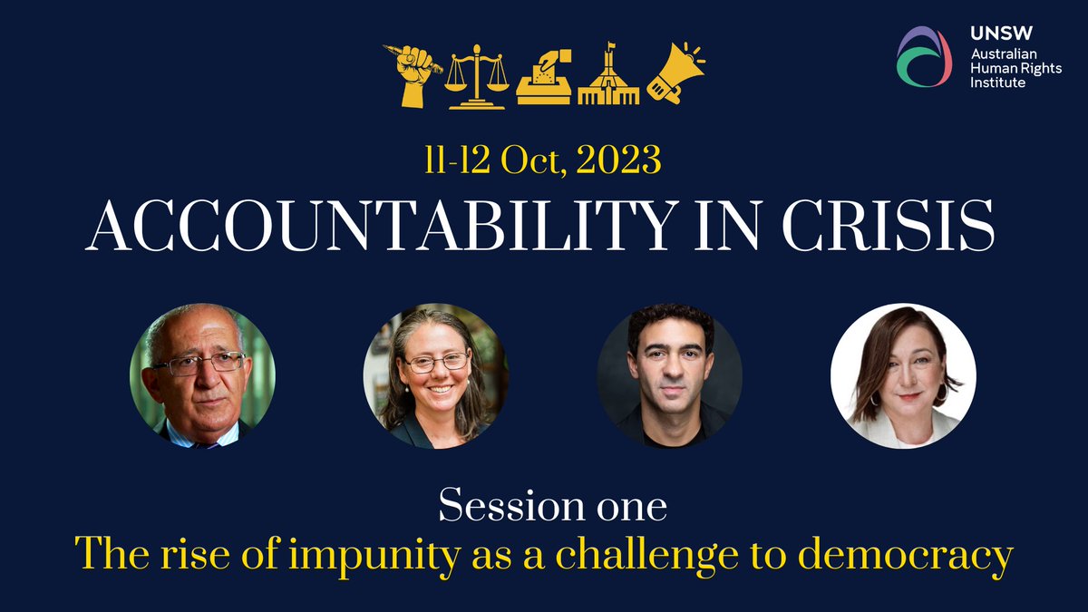 HumanRightsUNSW's tweet photo. ACCOUNTABILITY IN CRISIS | Tickets have sold out to our in-person panel this Wednesday night in Sydney, but you can still register to attend our two online conference sessions during the day. Info and tickets here: https://t.co/cQfraE4Soc https://t.co/1kFibezXVr