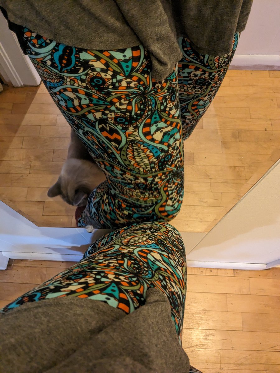 MandyMa00337812's tweet image. My favorite falltime pants. Thank you to my beautiful sister for these. The fleecy insides save me from having to turn on the heat yet, and the trippy pattern fascinates onlookers. #fallwardrobe