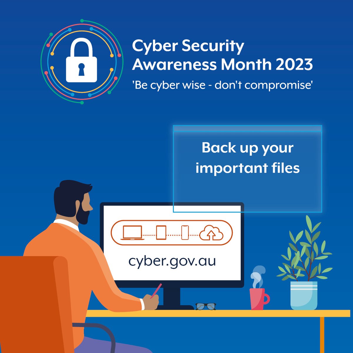 The Australian Cyber Security Centre’s tip of the week is to set up and perform regular backups of important files. Backing up and having backups mean you can restore your files if something goes wrong. Find out more at cyber.gov.au #CyberSecurityAwarenessMonth2023