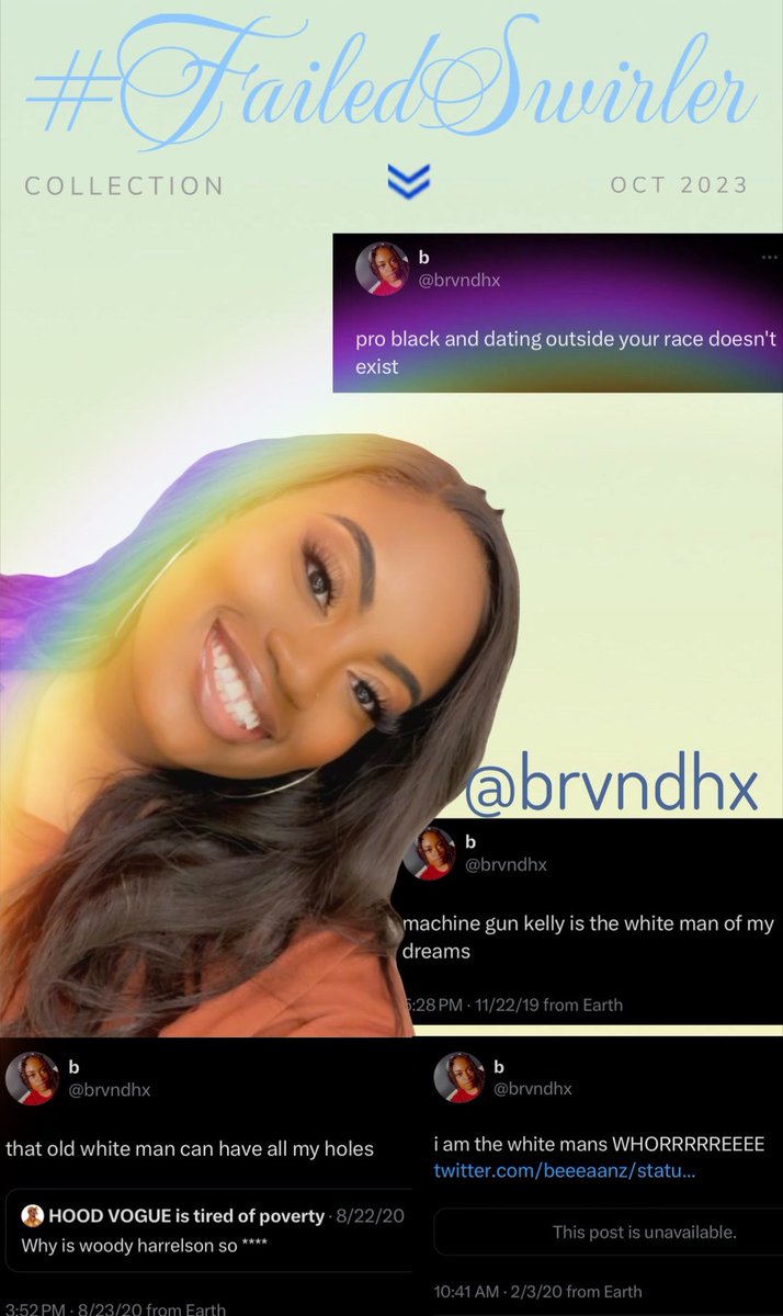 one234and5's tweet photo. @brvndhx We told you these women,their simps overlord and the #bootybandits are all hypocrites.

They weaponize #proBlack to d!ck police Black men and regulate who you can love, while they would swirl at the slightest opportunity.

@brvndhx is a #FailedSwirler 

Credit: @Towojuice https://t.co/0Vbybx8Qag