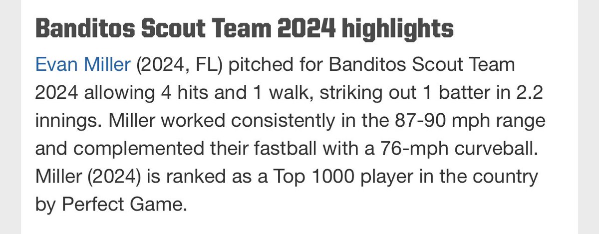 Thank you <a href="/PG_Scouting/">Perfect Game Scout</a> for the great weekend down in jupiter. FB was up to 90, sat 87-89. Back to the grind this week. #90club <a href="/SummersMethod/">SummersMethod</a> <a href="/orangeanddrew/">Drew Oldham</a> <a href="/Z_Miller22/">Zack Miller</a> <a href="/Tblackbaseball/">Tim Blackmon</a> <a href="/ChrisJohns7/">Chris Johns</a> <a href="/DPMUncommitted/">Diamond Prospect Media Uncommitted</a> <a href="/moravick22/">amoravick</a> <a href="/DrPerez621/">Daniel Perez</a> <a href="/BaseballCf/">CF Uncommitted Baseball</a> @PBR_Uncommitted