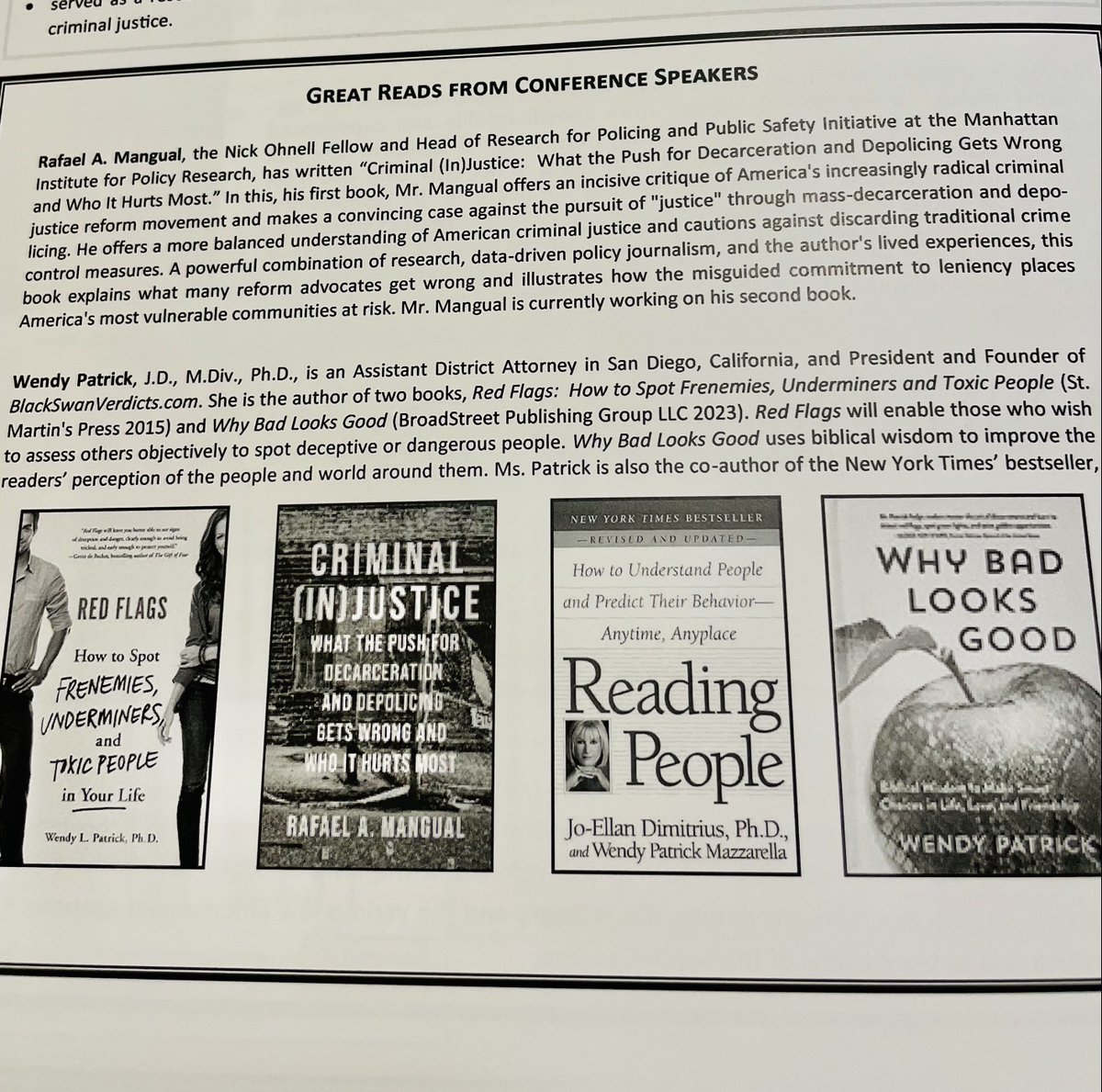 WendyPatrickPhD's tweet photo. Honored to have my books among those showcased at the #SCCPC South Carolina Solicitors annual conference in #MyrtleBeach @Rafa_Mangual https://t.co/H0VYzo0qK0