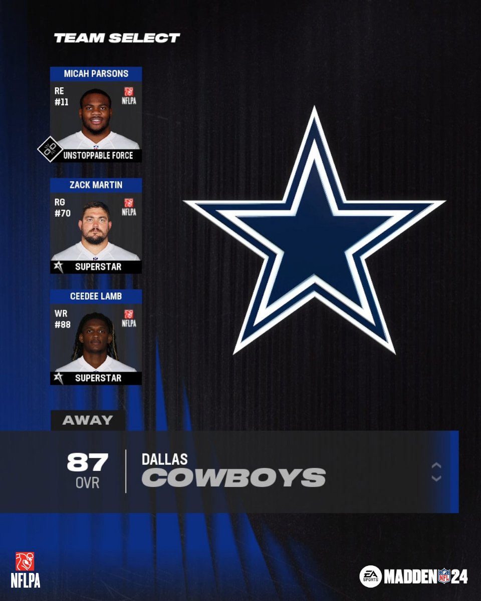 EAMaddenNFL's tweet image. Big NFC Matchup...Who ya got? 

#Madden24 | #DALvsSF