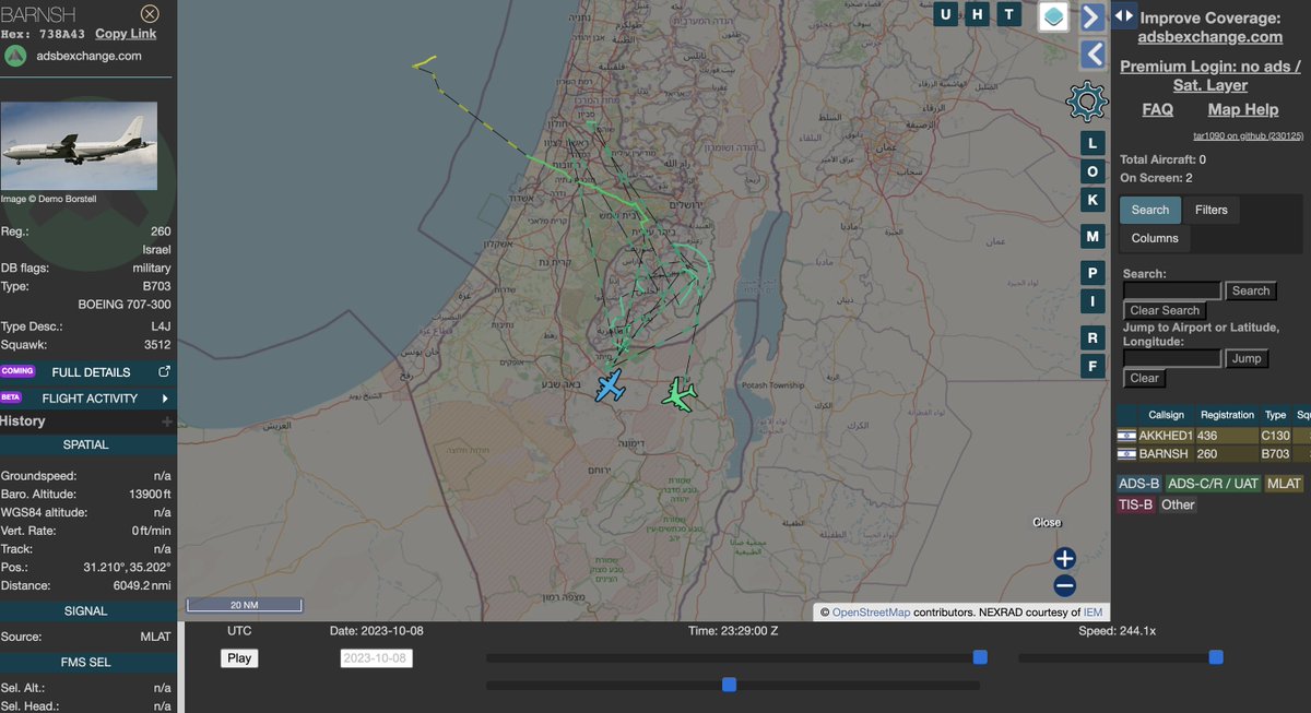 I was scouring  <a href="/ADSBex/">ADSBexchange</a> and I witnessed these guys pop up on the radar for no less than 10 minutes and then they were gone, must have accidentally had their transponders on  

#Israel #ADSB
