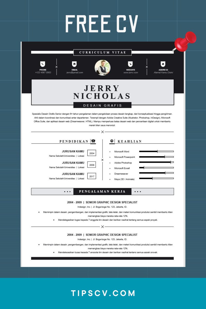 immermanalu's tweet image. Dapatkan layout dan template cv desain grafis (graphic design resume) format word atau cv doc. 
.
Download di tipscv.com/g8ry
#tipscv #formatcv #cv #resume #cvdoc #cvword