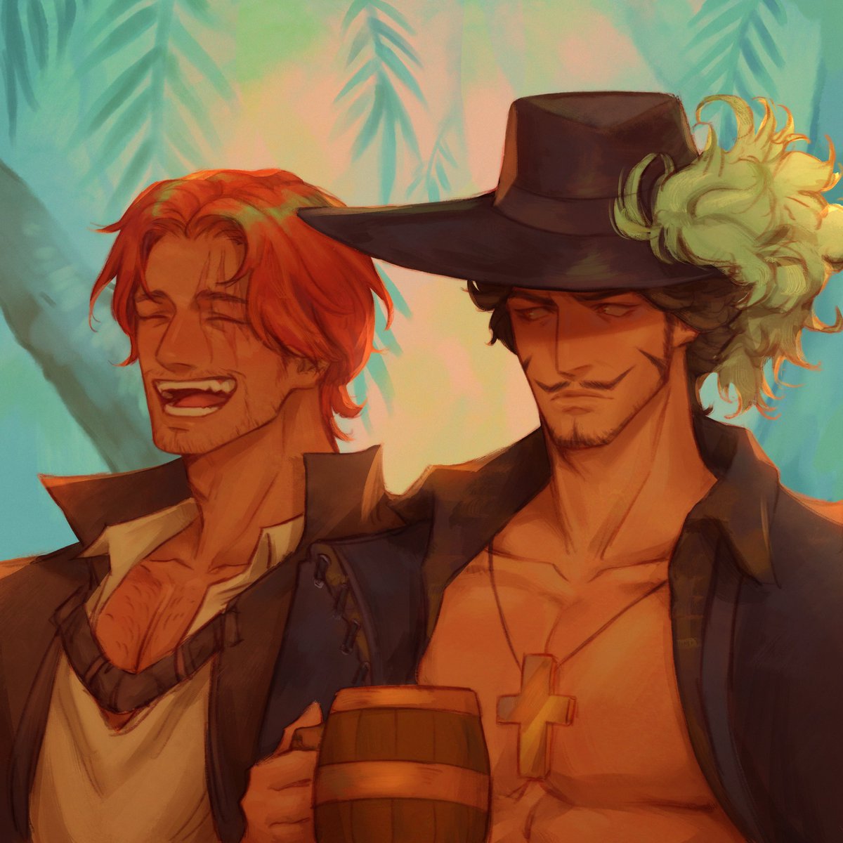 koitotwt's tweet photo. I like ya! Let’s drink! Let’s drink!

#onepiece #mihawk #shanks https://t.co/eulojm9kkK