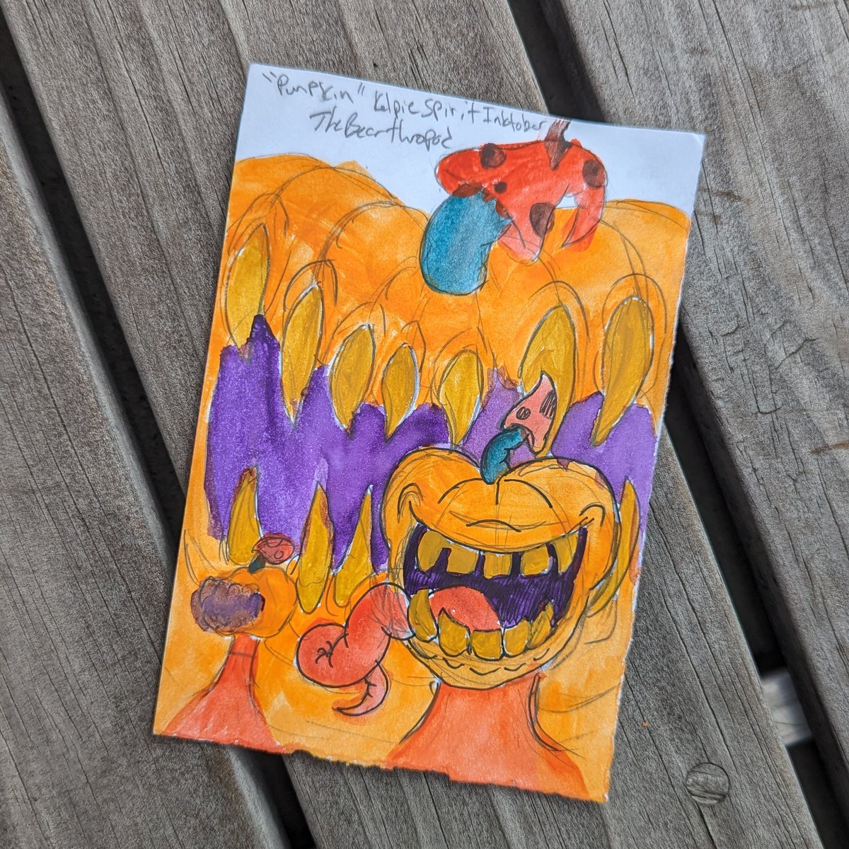 KelpieSpirit's tweet photo. Today's inspiration is #pumpkins by @Thebearthropod
Those who tag me will get shared on my story!

#kelpiespiritinktober #inktober #inktober2023 #illustration #inktoberday #artwork #halloween #inktoberchallenge #traditionalart #painting #illustrator #inktoberprompts #mushrooms https://t.co/IZ5pHa0qD8