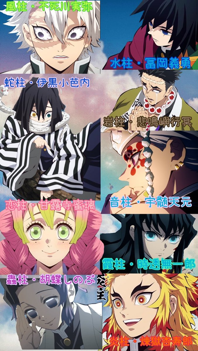 鬼滅の刃 #9人の柱達 #煉獄杏寿郎 #冨岡義勇 #胡蝶しのぶ #宇髄天元