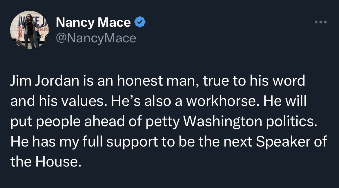 Yes, when I think of a true statesman-legislator who rises above petty partisan politics, Jim Jordan is always the first name that comes to mind.