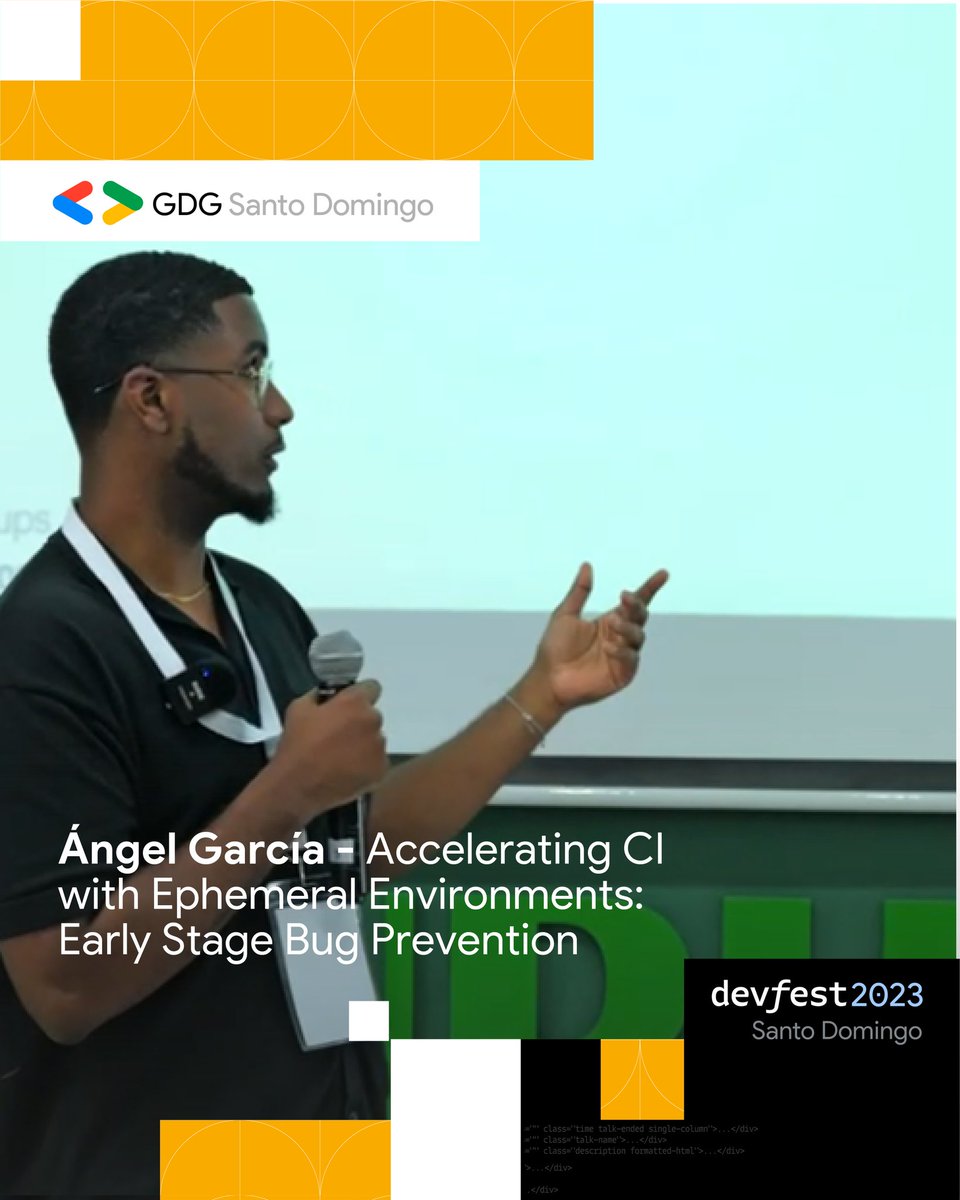 🚀 Acelerando CI con Entornos Efímeros. Detecta errores temprano y acelera tu proceso de Integración Continua.⁣
⁣
📍#UNPHU⁣⁣⁣⁣
.⁣⁣⁣⁣
.⁣⁣⁣⁣
.⁣⁣⁣⁣
#devfest #devfest2023 #devfestsantodomingo #empleos #tech #appdevelopment #angular #coder #developer #development