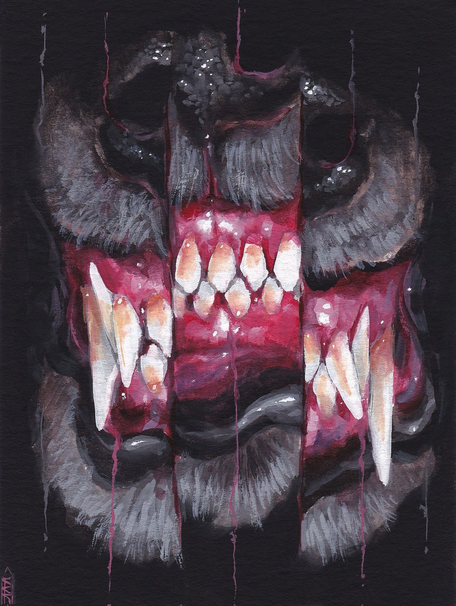 horror (theme) no humans traditional media teeth blood monster black background  illustration images