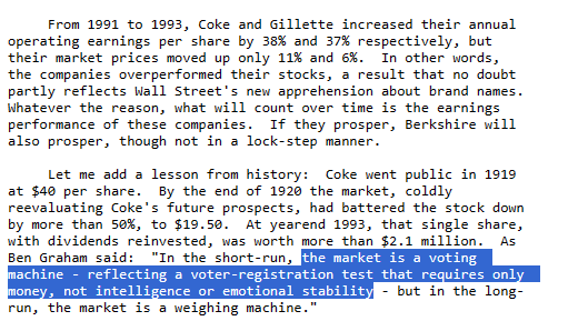 InvestingCanons's tweet photo. Buffett's 1993 letter shares a lesson on the nature of "Mr. Market": https://t.co/CRrfLr6D8F