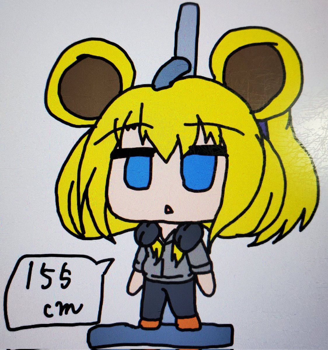 1girl blonde hair blue eyes animal ears solo hood chibi  illustration images