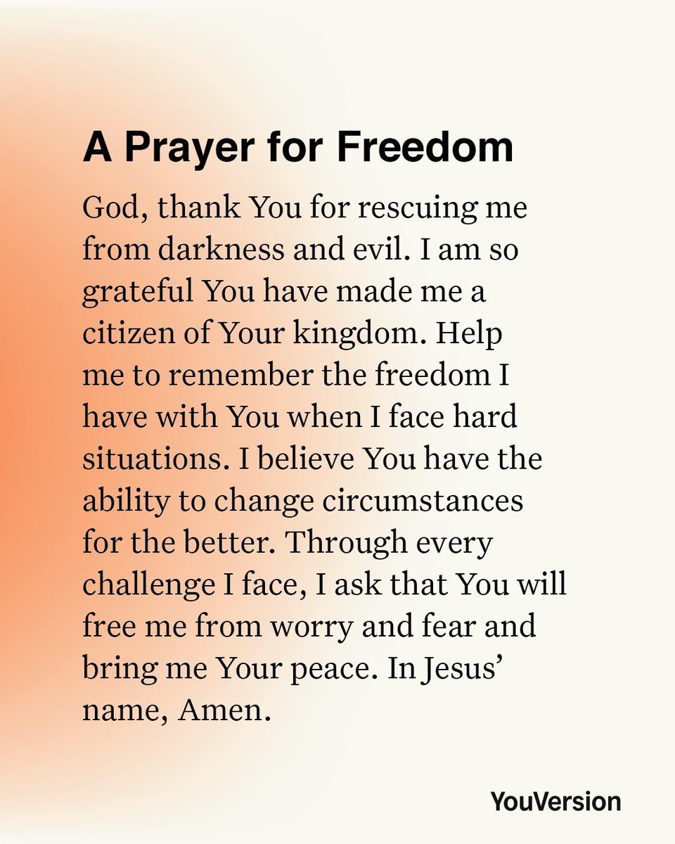 YouVersion's tweet photo. Where in your life do you need freedom? https://t.co/rJyzCN9r0v