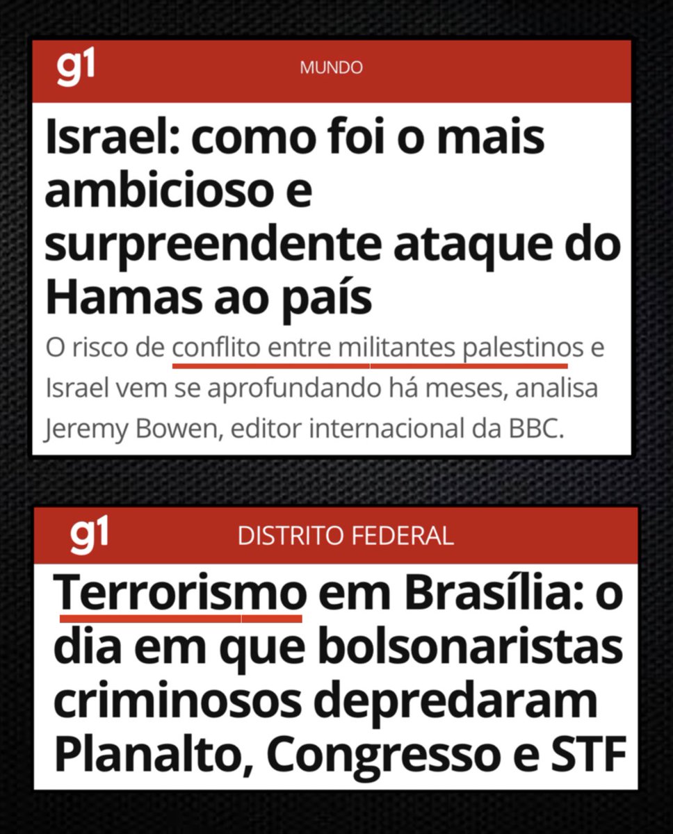 BolsonaroSP's tweet photo. Não dá para achar que isso é um debate normal. Já já vão dizer que o contra-ataque de Israel viola direitos humanos e que entrar na casa de civis atirando em mulher e criancinha indefesa é justificável.

Que Israel não se dobre a esta pressão canalha e vença os terroristas. O mundo agradece.