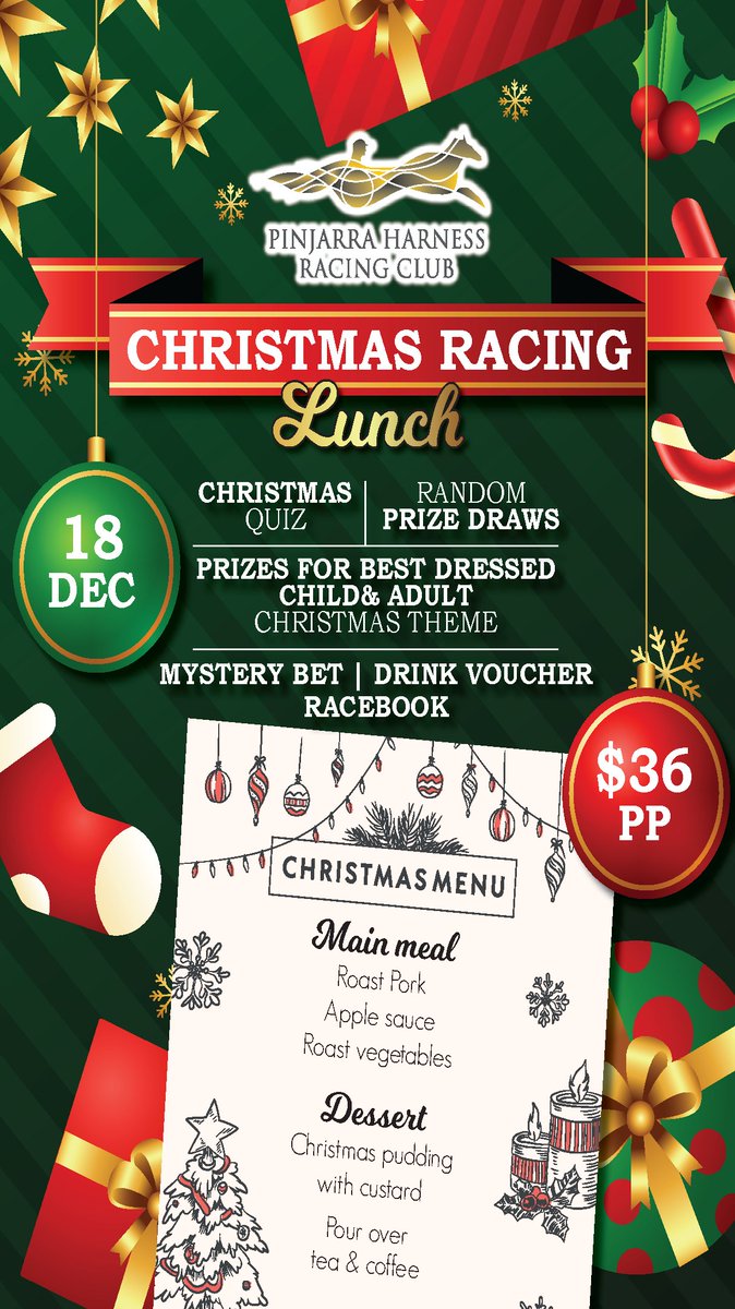 Christmas Lunch is happening on 18th December. Call 9531 1941 to make your booking.