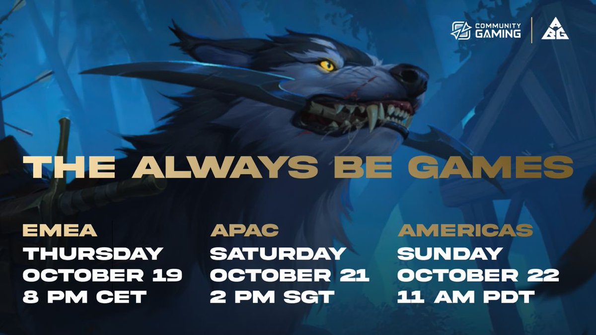 The Always Be Games are back and this time they're Global!

Three regions, three tournaments, three opportunities to fight for cash, coins, and glory!

Register today, links below!