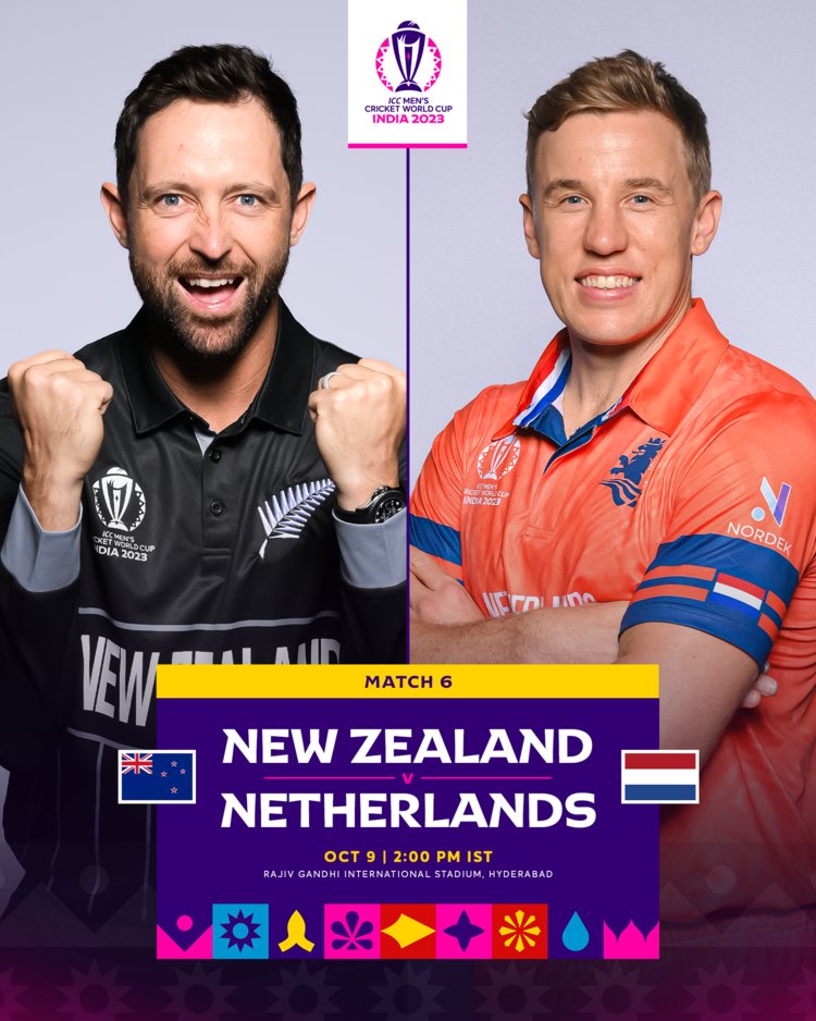 New Zealand look to build on their winning momentum as they take on the Netherlands in Hyderabad 🏏

Who's taking home the points today? 

#CWC23