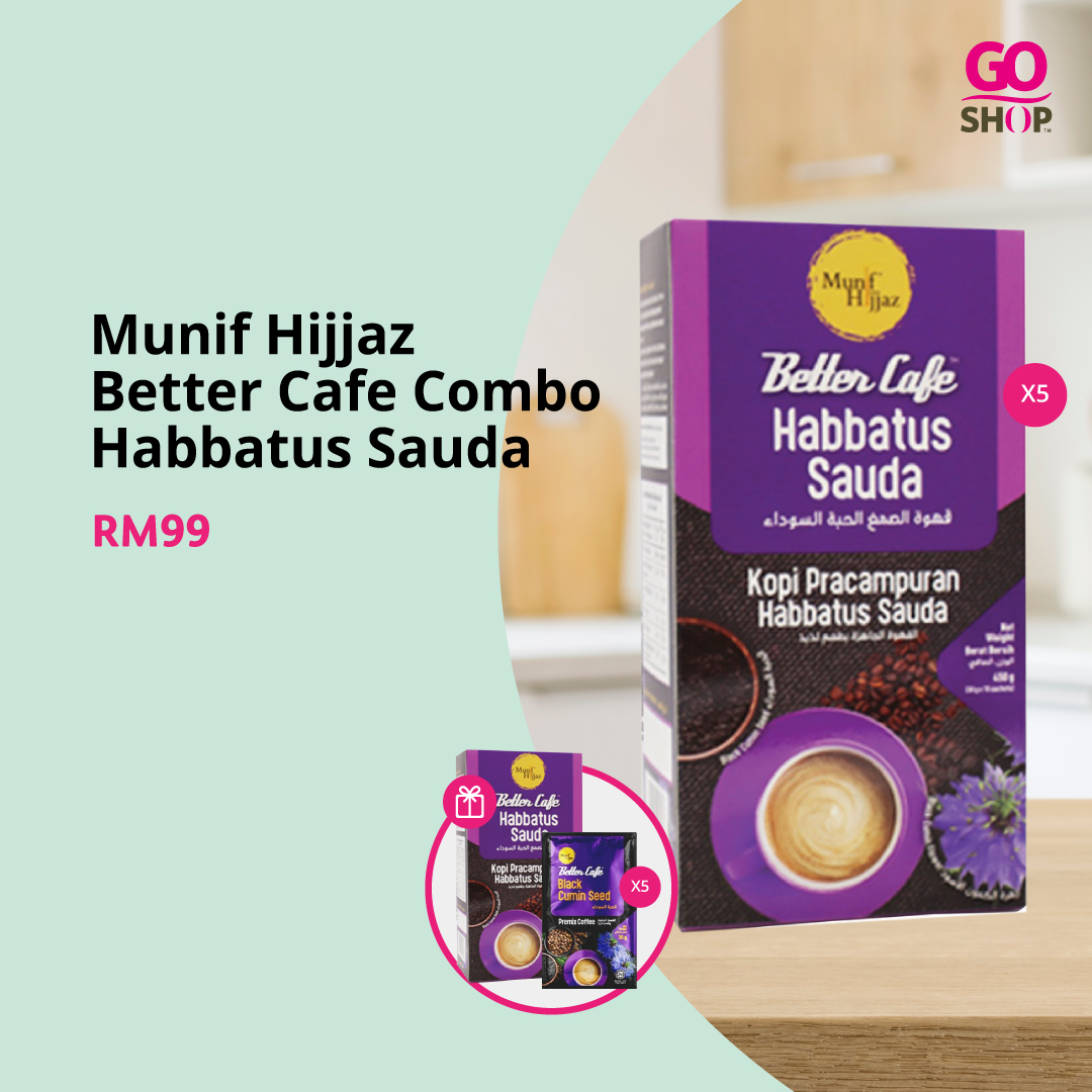 ☕ SET RM99 ☕

𝐌𝐮𝐧𝐢𝐟 𝐇𝐢𝐣𝐣𝐚𝐳 𝐁𝐞𝐭𝐭𝐞𝐫 𝐂𝐚𝐟𝐞 𝐂𝐨𝐦𝐛𝐨 𝐇𝐚𝐛𝐛𝐚𝐭𝐮𝐬 𝐒𝐚𝐮𝐝𝐚
☕ 5 x Better Cafe Habbatus Sauda 15s x 30g
PERCUMA:
🎁 1 x Better Cafe Habbatus Sauda 15s x 30g
🎁 5 sachet Better Cafe Habbatus Sauda

BELI > bit.ly/3OdSH61

#GoShop