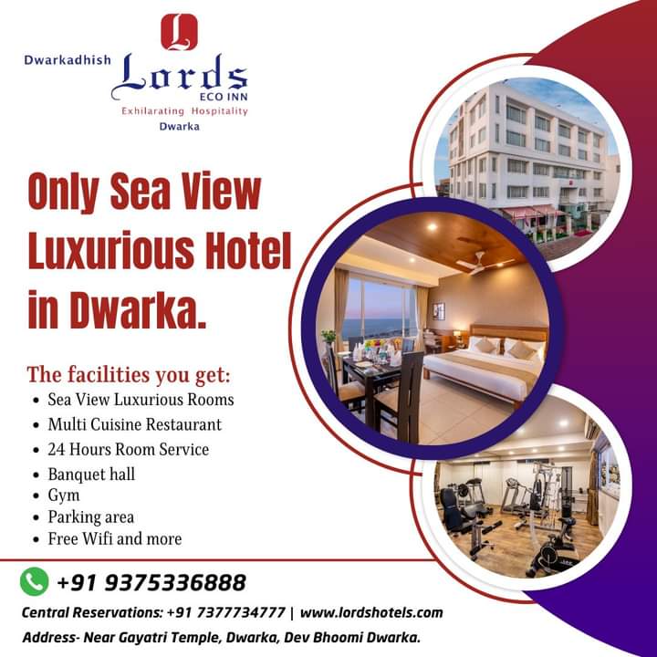 Experience Dwarka s finest at Dwarkadhish Lords Eco Inn. 

We re the only luxurious hotel with a breathtaking sea view. Book your stay today!

#LordsHotelsAndResorts #dwarkadhish  #DwarkadhishLordsEcoInn #SeaViewLuxury
#onlinehotelbooking #hotelbooking #seaview #sea #nature