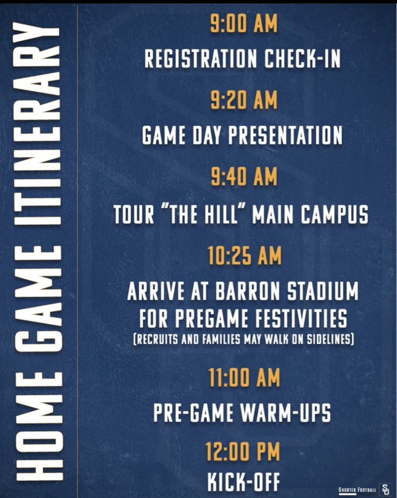 HawkNation!! Going to be a great day on Saturday when we play Clark Atlanta at noon at Historic Barron Stadium! We have a great group of recruits already signed up but we have room for a few more! Continuing the build, “Brick By Brick!” @Shorter_FB docs.google.com/forms/d/1CapWi…