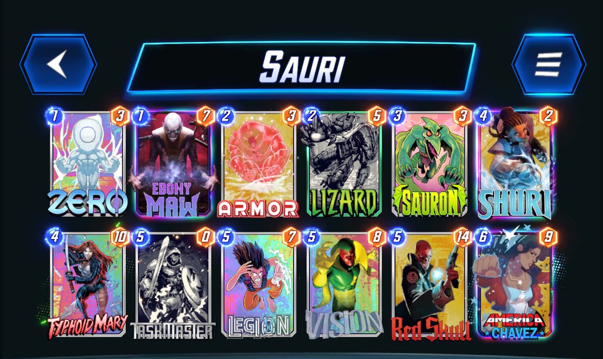 Steveram13's tweet photo. @Luiso0619 @W_MarvelSnap @Impulse_fl Funny you chose to name like the obverse version of my naming 😂 https://t.co/EFlWrUZvsX