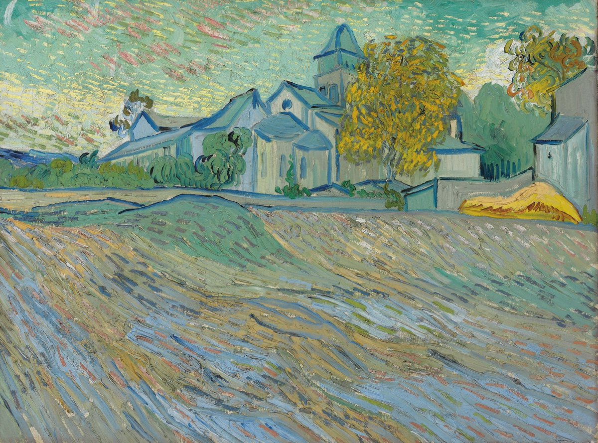 VanGoghTheLife's tweet photo. #VanGogh of the Day: View of the Asylum and Chapel of Saint-Rémy, October 1889. Oil on canvas, 45.1 x 60.4 cm. Private collection. https://t.co/ceTu9w1J7z