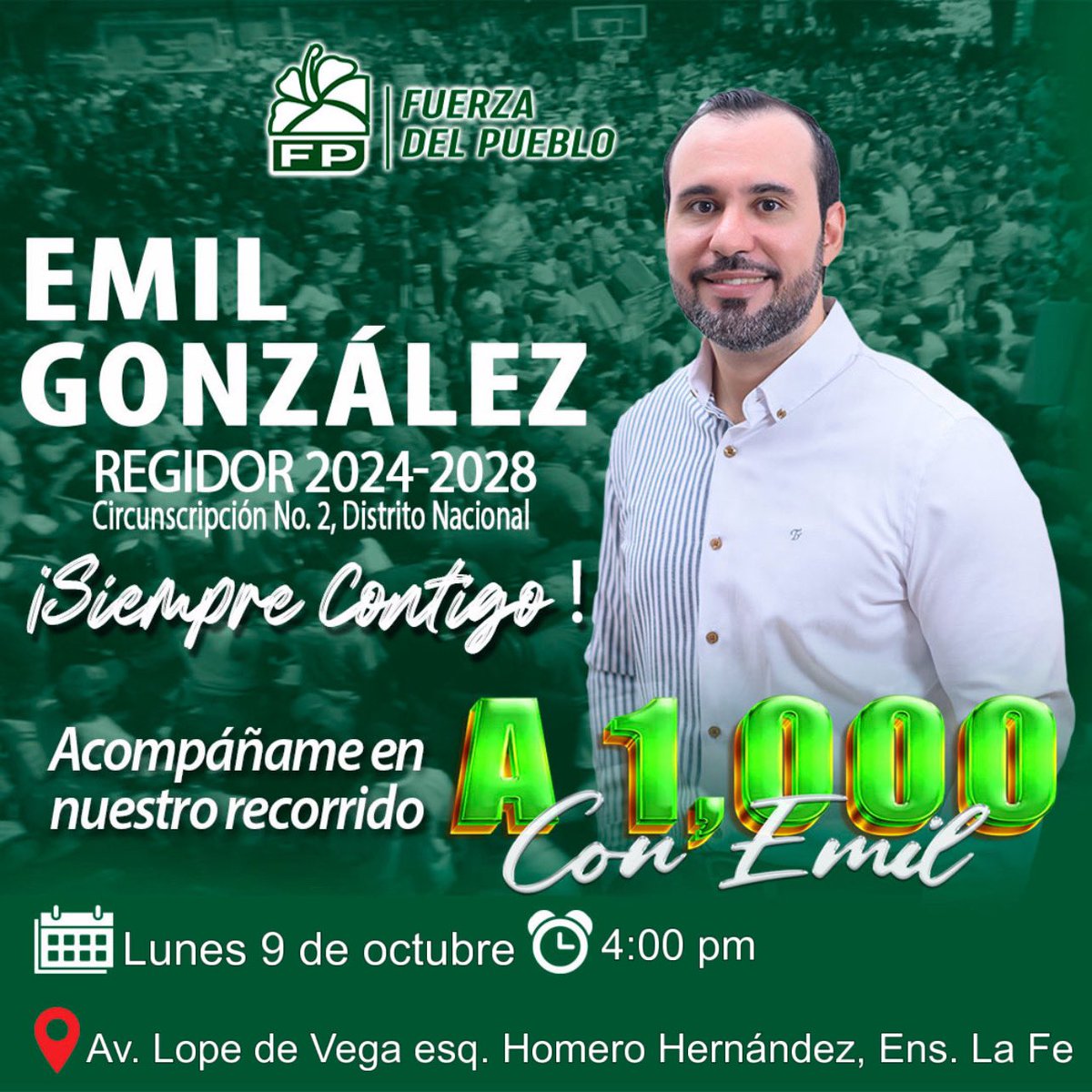 emilrgg's tweet photo. Acompáñame mañana en nuestro recorrido 𝗮 𝟭𝟬𝟬𝟬 𝗰𝗼𝗻 𝗘𝗺𝗶𝗹 en el 𝗘𝗻𝘀𝗮𝗻𝗰𝗵𝗲 𝗟𝗮 𝗙𝗲 🏃🏻♀️🏃🏻♂️
#EmilGonzález #Regidor2024 #AMilConEmil #SiempreContigo 🫱🏻💚 https://t.co/fDzXxyUW8r