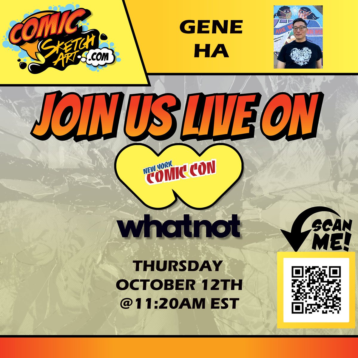 Gene Ha (@geneha) on Twitter photo Artist Alley, Table E-42, Thu-Sun! <a href="/NY_Comic_Con/">New York Comic Con</a> 2023, I'll be in the <a href="/ComicSketchArt/">ComicSketchArt</a>.com block. And I'll be streaming my first ever #whatnot from #NYCC2023, so wish me luck! #NYCC #NewYorkComicCon Artist Alley, Table E-42, Thu-Sun! <a href="/NY_Comic_Con/">New York Comic Con</a> 2023, I'll be in the <a href="/ComicSketchArt/">ComicSketchArt</a>.com block. And I'll be streaming my first ever #whatnot from #NYCC2023, so wish me luck! #NYCC #NewYorkComicCon