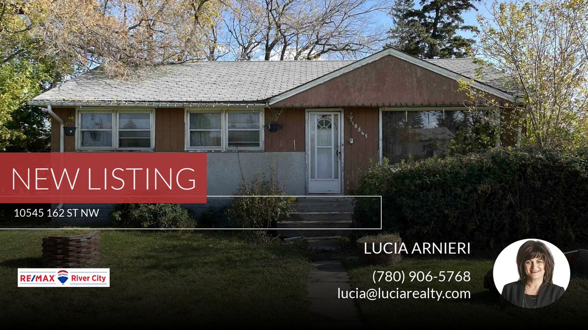 NEW LISTING ! Here's my new listing on the market. Call me anytime if you're interested in viewing this home or  if you have any questions about selling or purchasing  
 Lucia Arnieri
(780) 906-5768!

LUCIA... homeforsale.at/10545_162_ST_N…