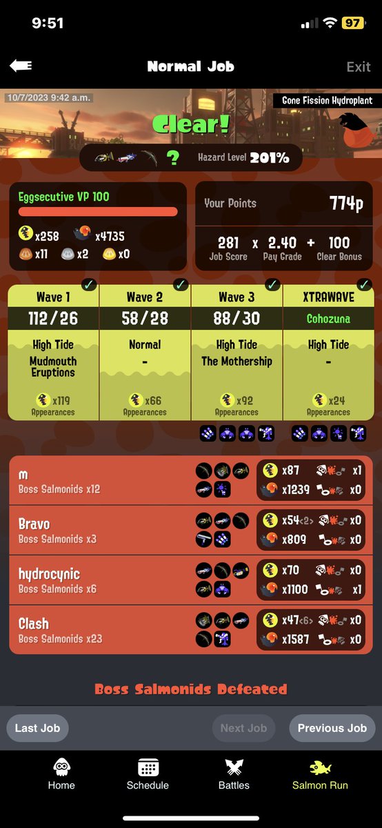 m_srnw's tweet photo. I got my first 250 this rotation and had a lot of fun! 54 silver was gathered too, the banner is near 👀 Nightless 220 on fission was broken for me also, GGs! 💚🐟 https://t.co/wPgXzf0ES6