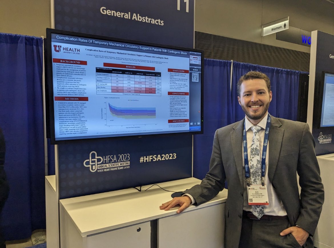 Utah IM CMRs (@utahimcmrs) on Twitter photo Our stellar PGY-3, Eric Sheffield, presenting his research on cardiogenic shock at the Heart Failure Society of America Annual Scientific Meeting in Cleveland! Great Job Eric! #HFSA2023 <a href="/carolinemilneMD/">Caroline Milne</a> <a href="/StavrosDrakos/">Stavros George Drakos</a> <a href="/TomHanffMD/">Thomas Hanff, MD MSCE</a> <a href="/SpencerCarter55/">Spencer Carter</a> Our stellar PGY-3, Eric Sheffield, presenting his research on cardiogenic shock at the Heart Failure Society of America Annual Scientific Meeting in Cleveland! Great Job Eric! #HFSA2023 <a href="/carolinemilneMD/">Caroline Milne</a> <a href="/StavrosDrakos/">Stavros George Drakos</a> <a href="/TomHanffMD/">Thomas Hanff, MD MSCE</a> <a href="/SpencerCarter55/">Spencer Carter</a>