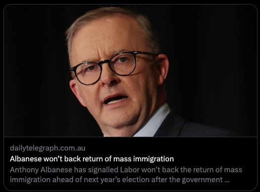 FolkPeaceVirtue's tweet photo. @AlboMP @sunriseon7 @TheTodayShow @ABCTV @SkyNewsAust Aussies & even immigrants to Australia overwhelming said they didn't want a return to mass immigration.
You promised no return to mass immigration.
Why have you ignored our Voice, & given us record immigration, a housing crisis & falling real wages?
We need an #AussieVoice https://t.co/7AnnwoLsQG